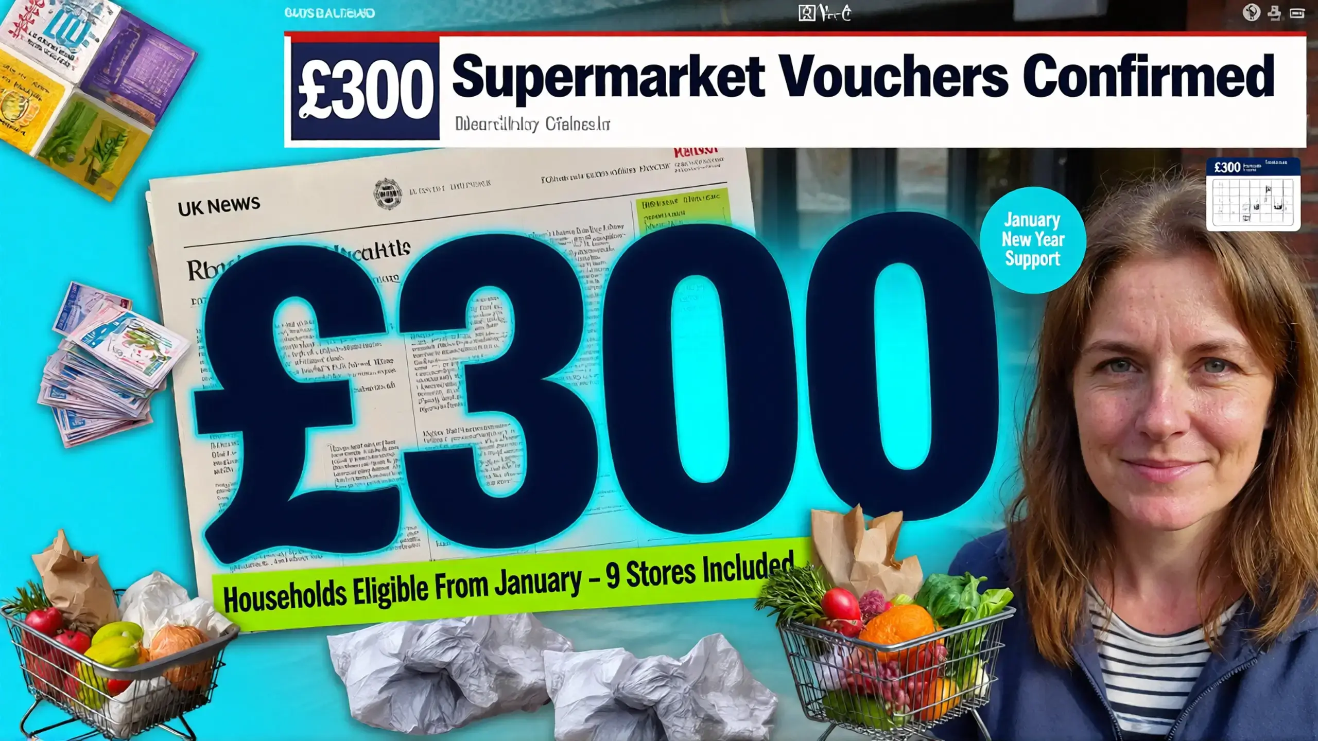 £300 Supermarket Vouchers Confirmed for Households From January – 9 Stores Included